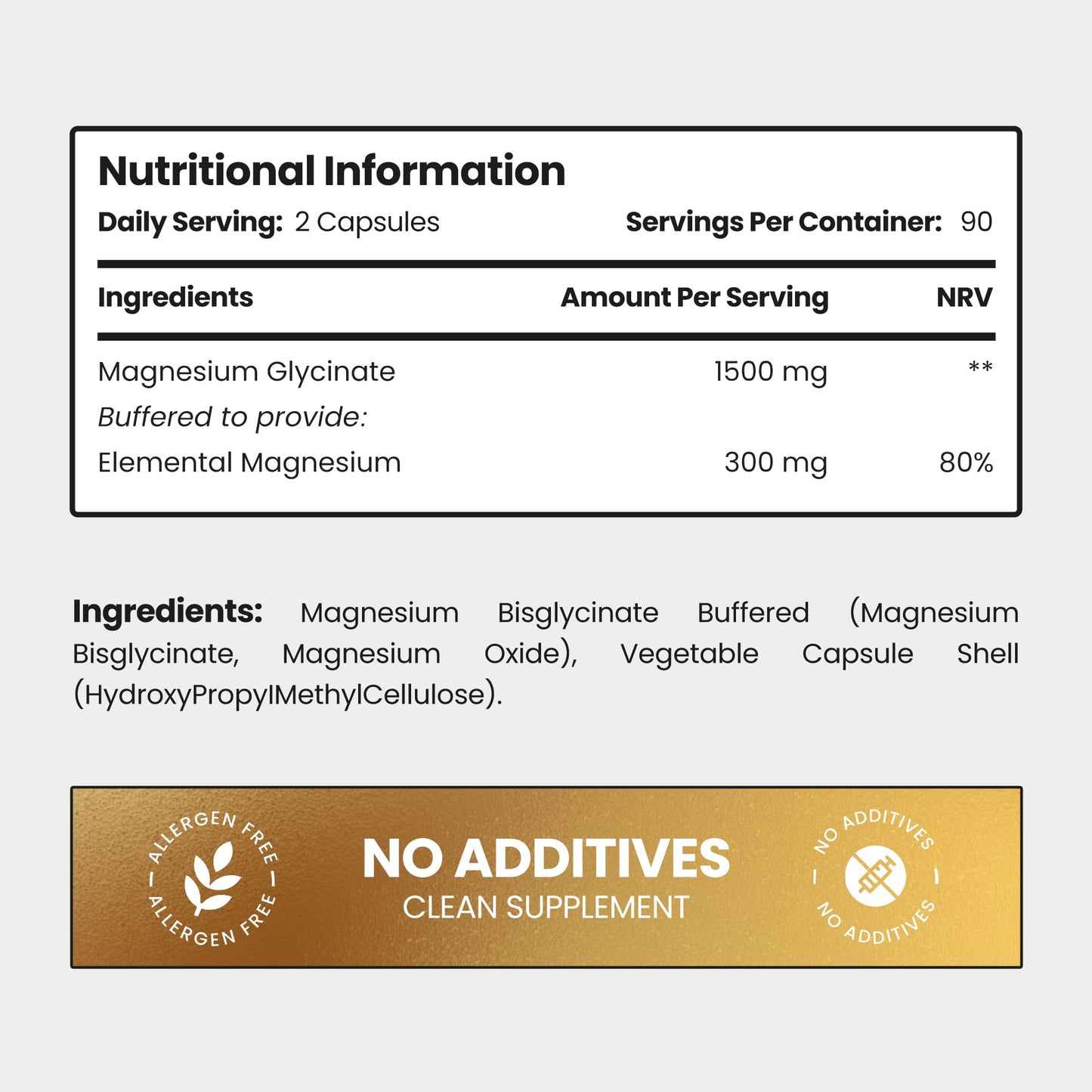 VitaBright Magnesium Glycinate | 180 Capsules | 2 A Day | 1500mg Mag Bisglycinate | 300mg Elemental Mag | High Strength Magnesium Supplements for Women - Men - Adults