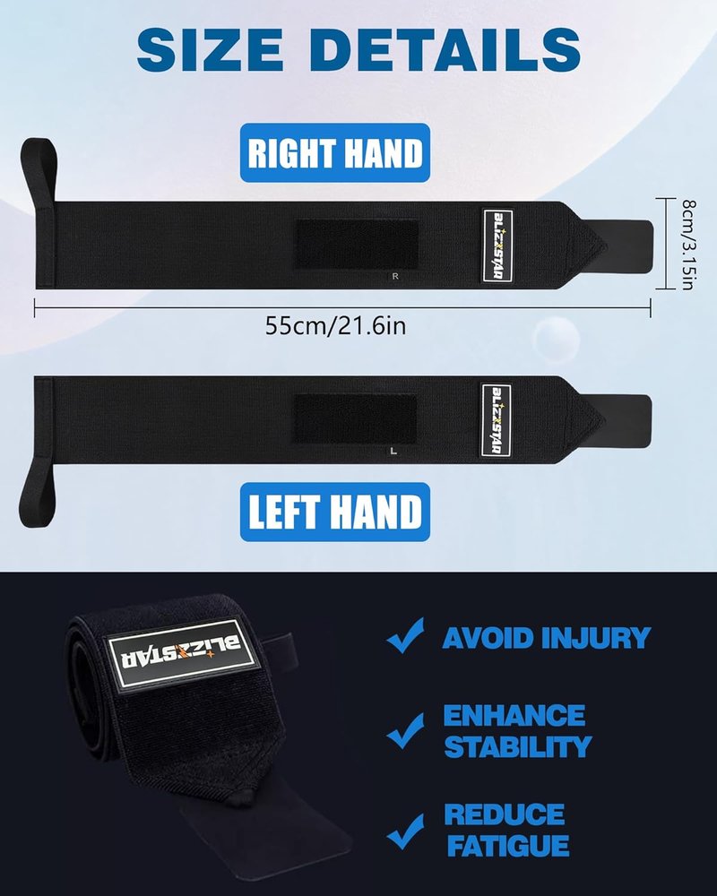 Wrist Wraps for Weight Lifting | 2-Pack Gym Support Straps - 55cm Enhanced Bandages for Bodybuilding Training