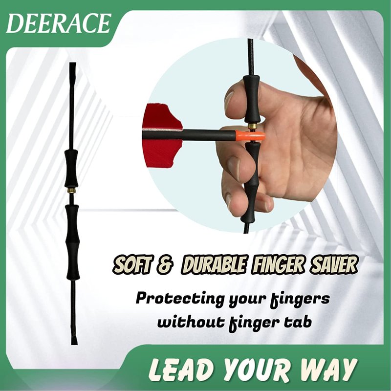 DeeRace Traditional Recurve Bow String and Bowstring Finger Savers Set, Dacron Bow String with Finger Guards (AMO 50” (Actual Length 46”), 12 Strands (Recommended for up to 40 lbs))
