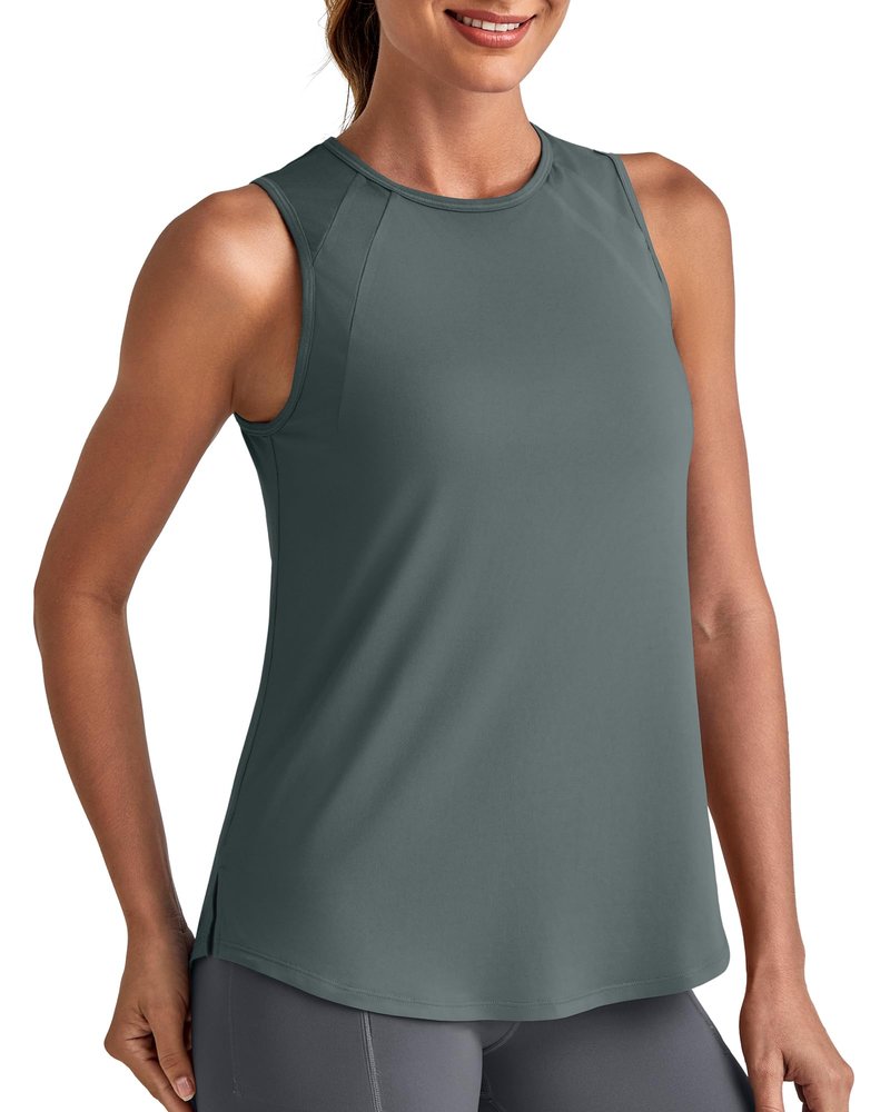 G4Free High Neck Tanks Workout Athletic Tops Loose Sleeveless Summer Running Shirt Gym Shirts((Gray,L)