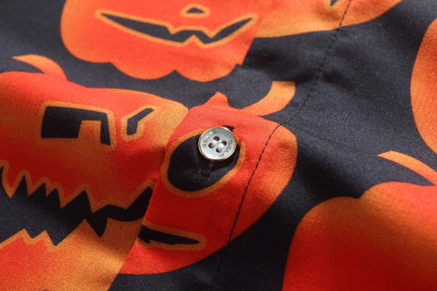 SSLR Mens Halloween Shirt, Short Sleeve Pumpkins Shirts Button Down Light Weight Causal (3X-Large, Black(249))