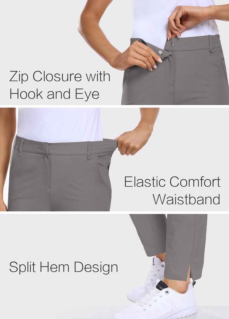 Hiverlay Womens Golf Pants Stretch Work Ankle Pants with Pockets Quick Dry Straight Business Casual Hiking Pants Gray-l