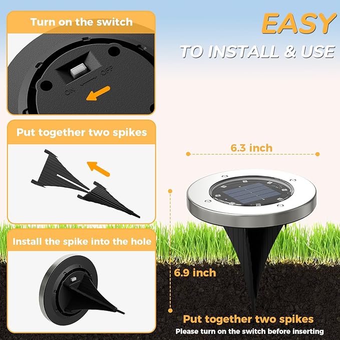 INCX Halloween Solar Lights Outdoor,12 Pack Solar Pathway Lights with Auto On/Off，Waterproof & Anti-Rust Landscape Lighting for Garden, Yard, Patio, Deck - Halloween Decorations,Green