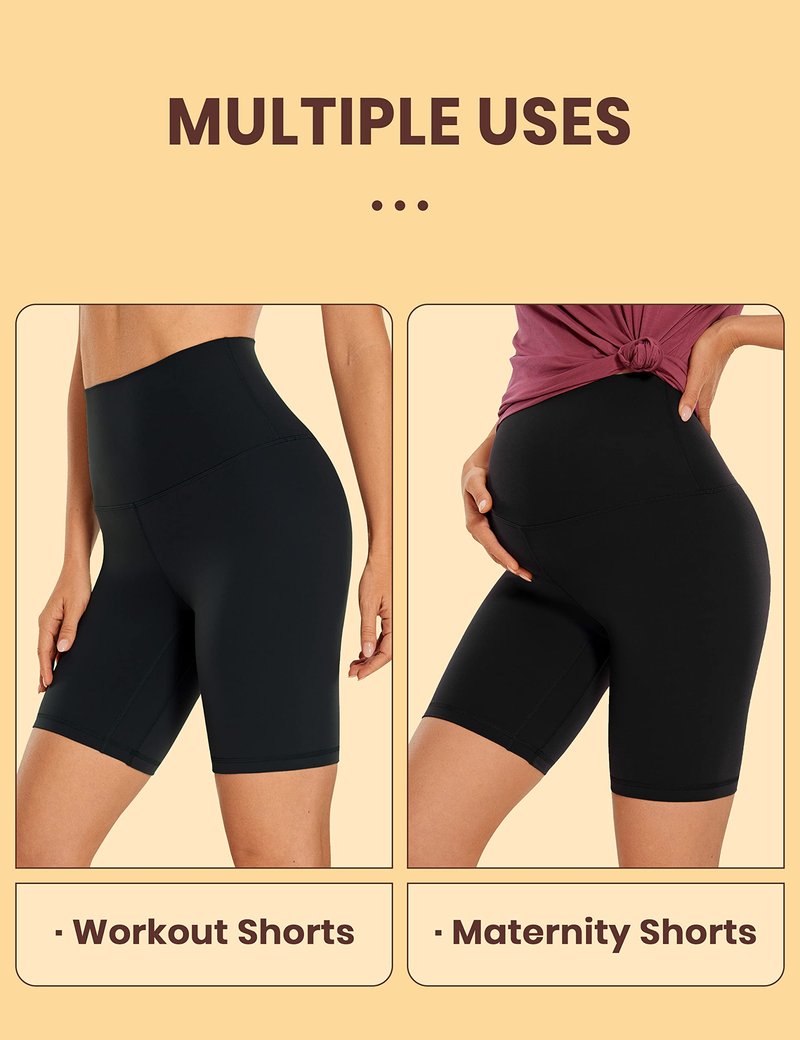 CRZ YOGA Butterluxe Super High Waist Biker Shorts 6"- Yoga Workout Womens Buttery Soft Over Belly Black Medium