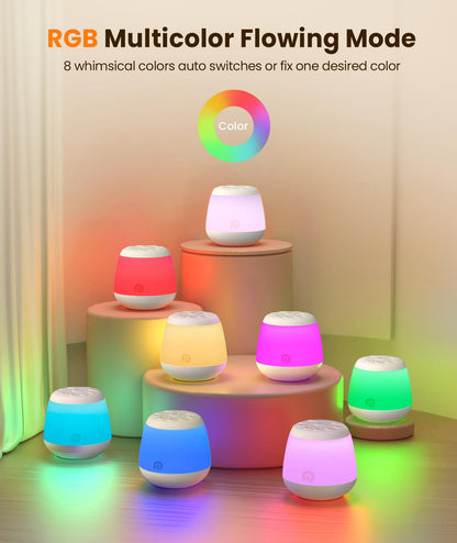 Dreamegg White Noise Machine, Portable Sound Machine with 8 Night Light for Baby Kids, White Noise Sound Machine with 24 Sounds, Pink&White Noise for Sleep Nursery Travel, Baby&Toddler Sleep Aid Gift