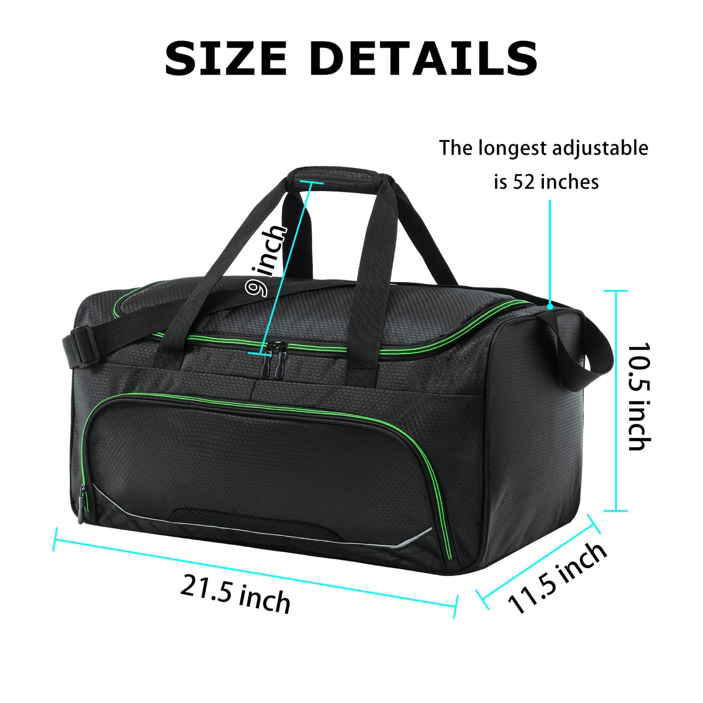 Gym Bag for Men - 55L Black Durable Large Duffle Bag for Travel, Workout, Fitness & Sport