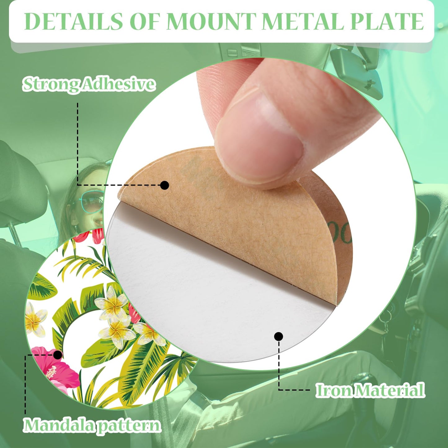 8 Pcs Phone Magnet Car Metal Plate Mount Metal Plate for Cell Holder Magnetic Car Mount Compatible with Magnetic Car Mounts Replacement Sticker(Summer Flower Style)