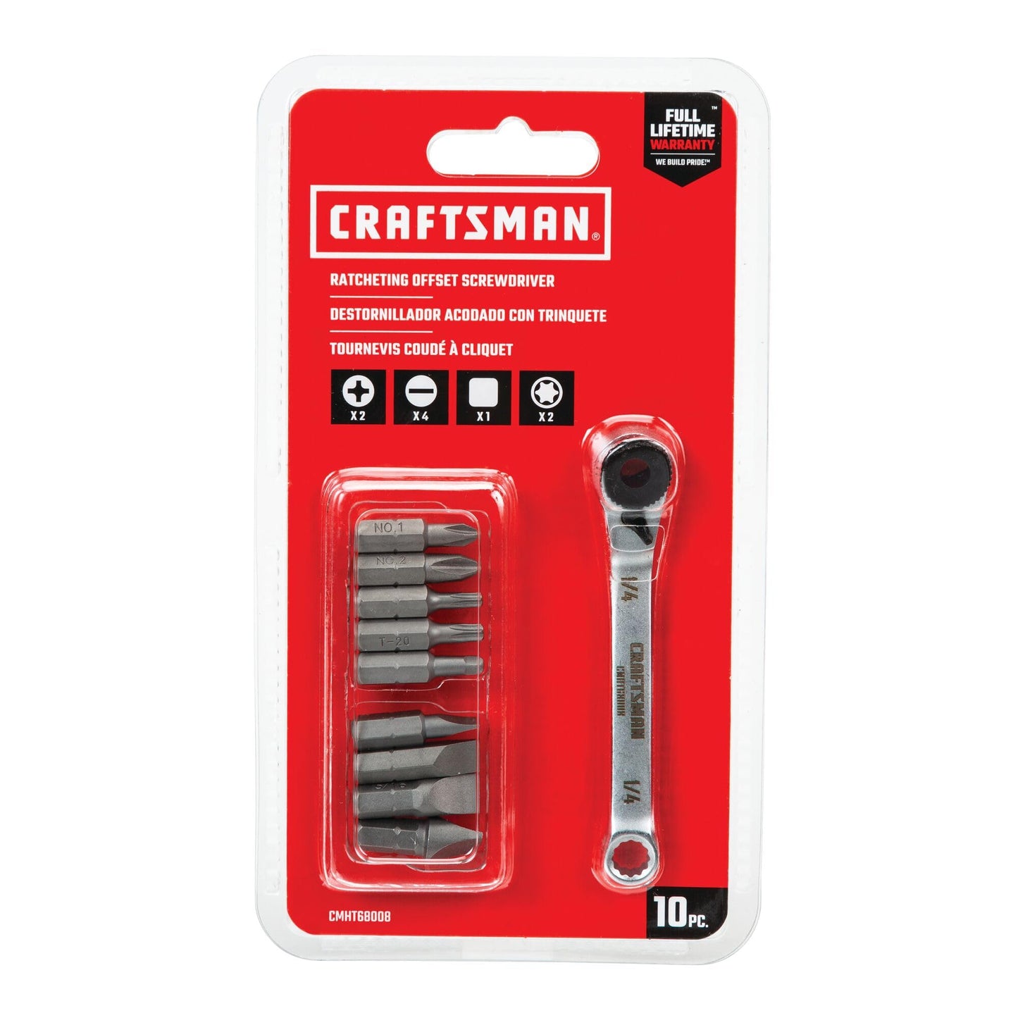 CRAFTSMAN Screwdriver Set, Ratcheting, Multi-bit 10-Piece (CMHT68008)