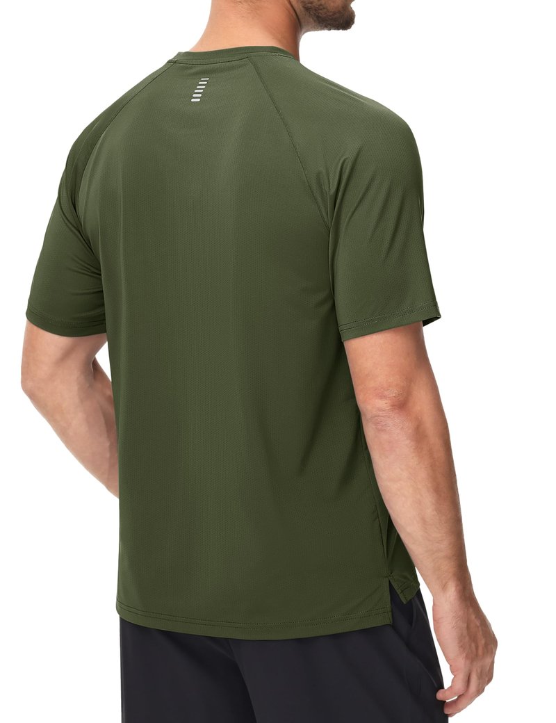 MAGCOMSEN Men's Gym Shirt Dry Fit Short Sleeve Shirts Athletic Running Lightweight Fitted T-Shirt Casual Performance Tee Army Green M