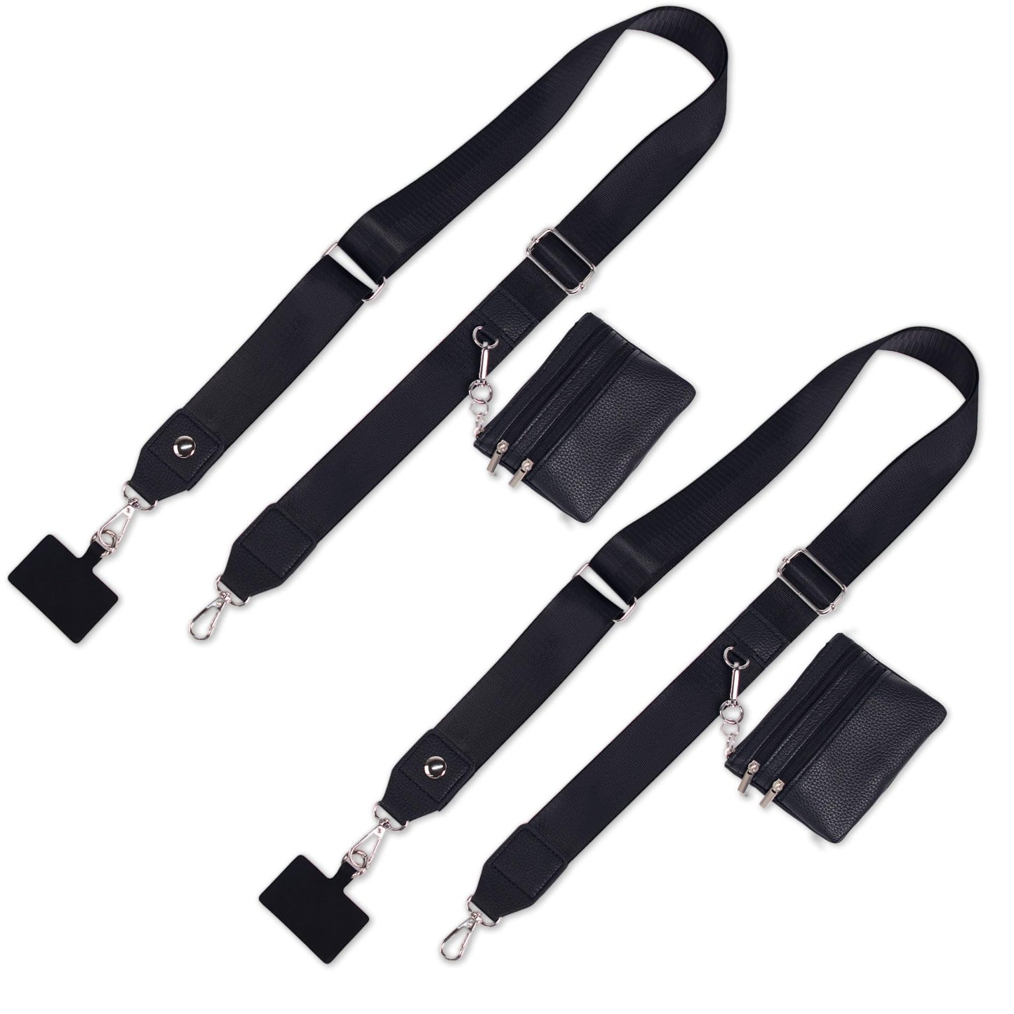 2 Pack Clip and Go Strap for Phone with Wallet Crossbody - Phone Strap Crossbody with Zippered Pouch, Multifuctional Adjustable Cell Phone Lanyard for Going out