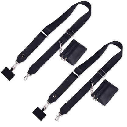 2 Pack Clip and Go Strap for Phone with Wallet Crossbody - Phone Strap Crossbody with Zippered Pouch, Multifuctional Adjustable Cell Phone Lanyard for Going out