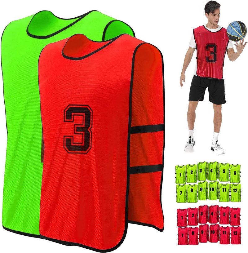 Soccer Practice Vests - 24 Pcs Lightweight Numbered Team Pennies for Men & Youth Training | Durable Scrimmage Jerseys