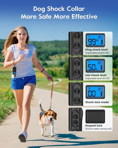 Dog Training Collar with 7 Training Modes, 2600Ft Remote Electronic Dog Shock Collar, Electric Shock Collar for Small Medium Large Dogs (Green)