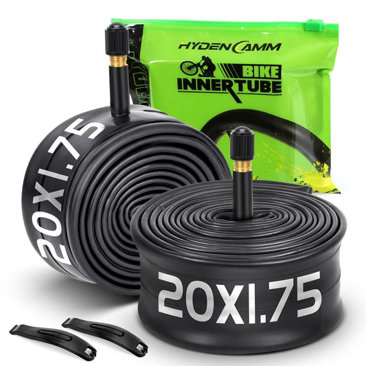 Hydencamm 2 Pack 20x1.75/2.125 Bike Tube, 20x1.75 20x1.95 20x2.10 20x2.125 with 35mm Schrader Valve, Butyl 20x1.95 Bike Tube with 2PCS Levers, Compatible with MTB and Cruisers, City Bikes, Road Bikes