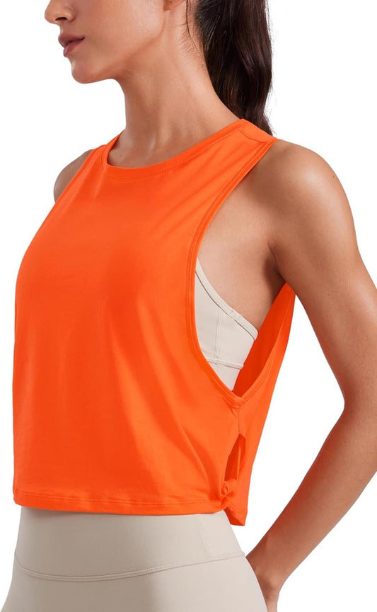 Pima Cotton Large Armhole Tank Tops for Women - Athletic Workout Crop Sleeveless Shirts | Perfect for Yoga & Gym