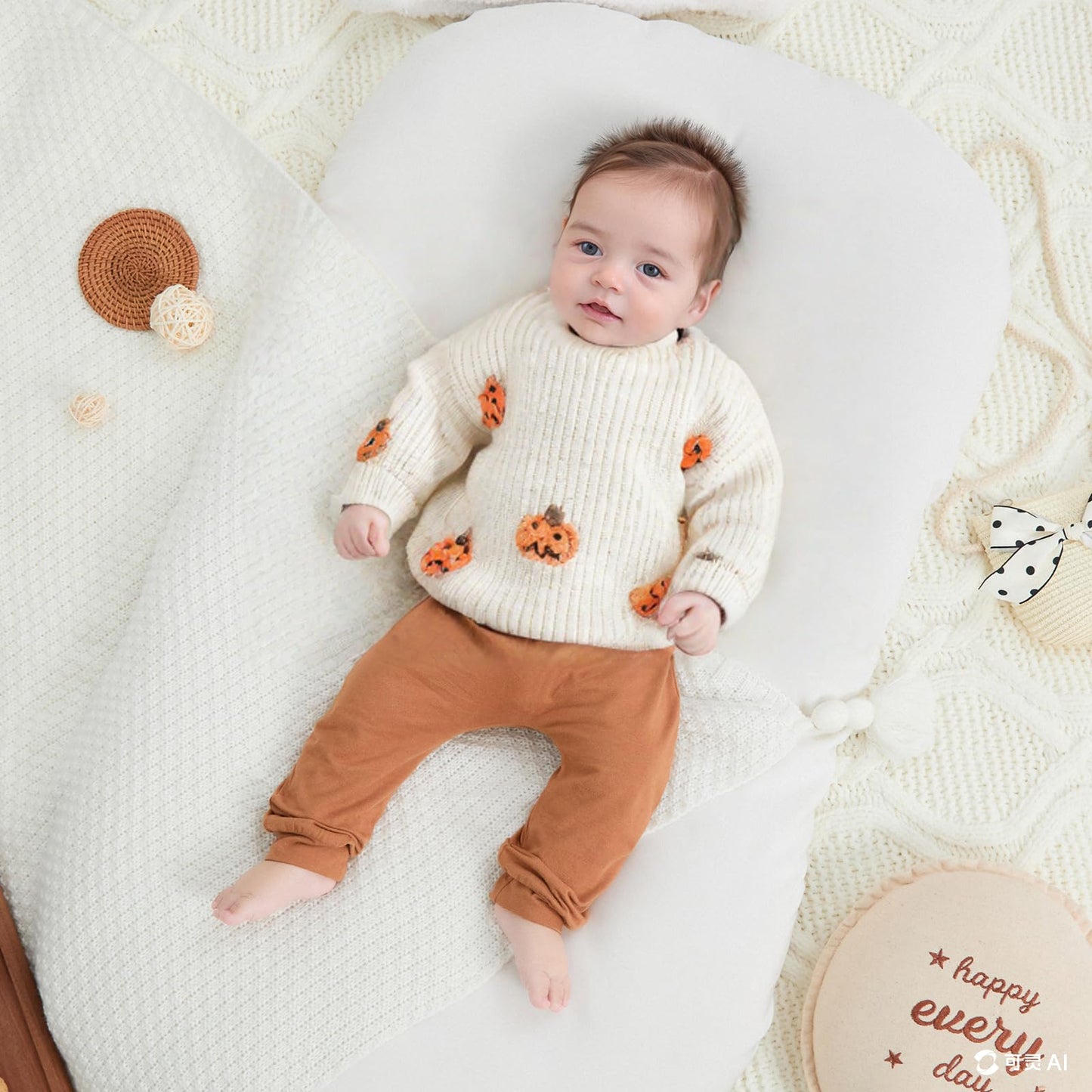 MAYUMMPY Toddler Baby Boy Girl Halloween Sweater Pumpkin Warm Pullover Sweatshirt Knitwear Knitted Fall Winter Clothes (Halloween White, 2-3 Years)