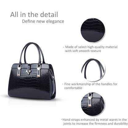Nicole&Doris Ladies Handbags Fashion Zipper top Handle Bag Leather Shoulder Messenger Bag for Women(Black)
