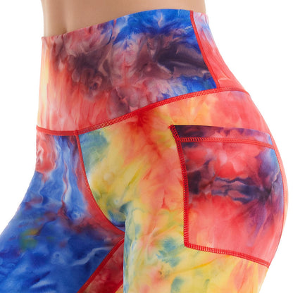 iniber Women's Biker Shorts with Pockets High Waist Workout Yoga Tie Dye Soft Spandex Athletic Bicycle Leggings Shorts for Running