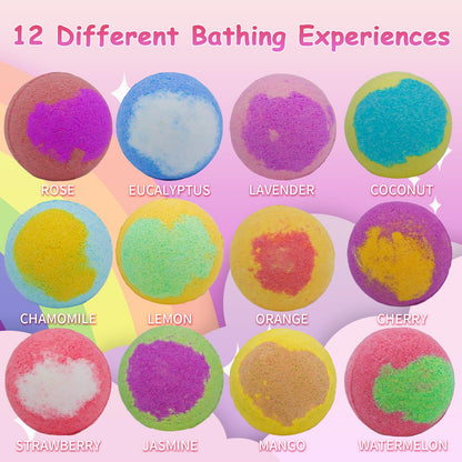 12 pcs TTRWIN Bath Bomb Gift Set,with Surprise Toys Inside, Organic and All Natural Ingredients Bubble Bath Bombs Fizzes Spa Ideal Birthday Easter for Boys & Girls