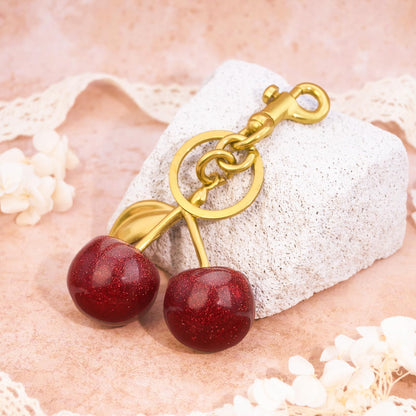 Cherry Bag Charm Purse Charms Keychain- Car Cherry Accessories keychians Gifts for Women Mom Daughter Gifts Christmas For Women Valentine Bag Accessory Christmas
