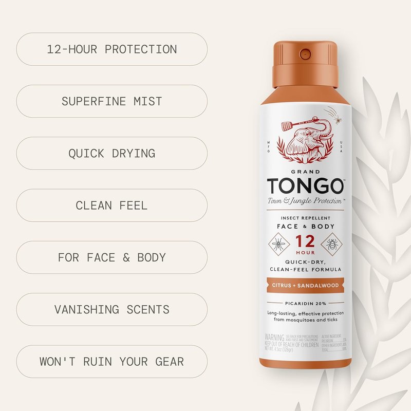 DEET-Free Insect Repellent - 12-Hour Picaridin Protection | Citrus & Sandalwood Scent