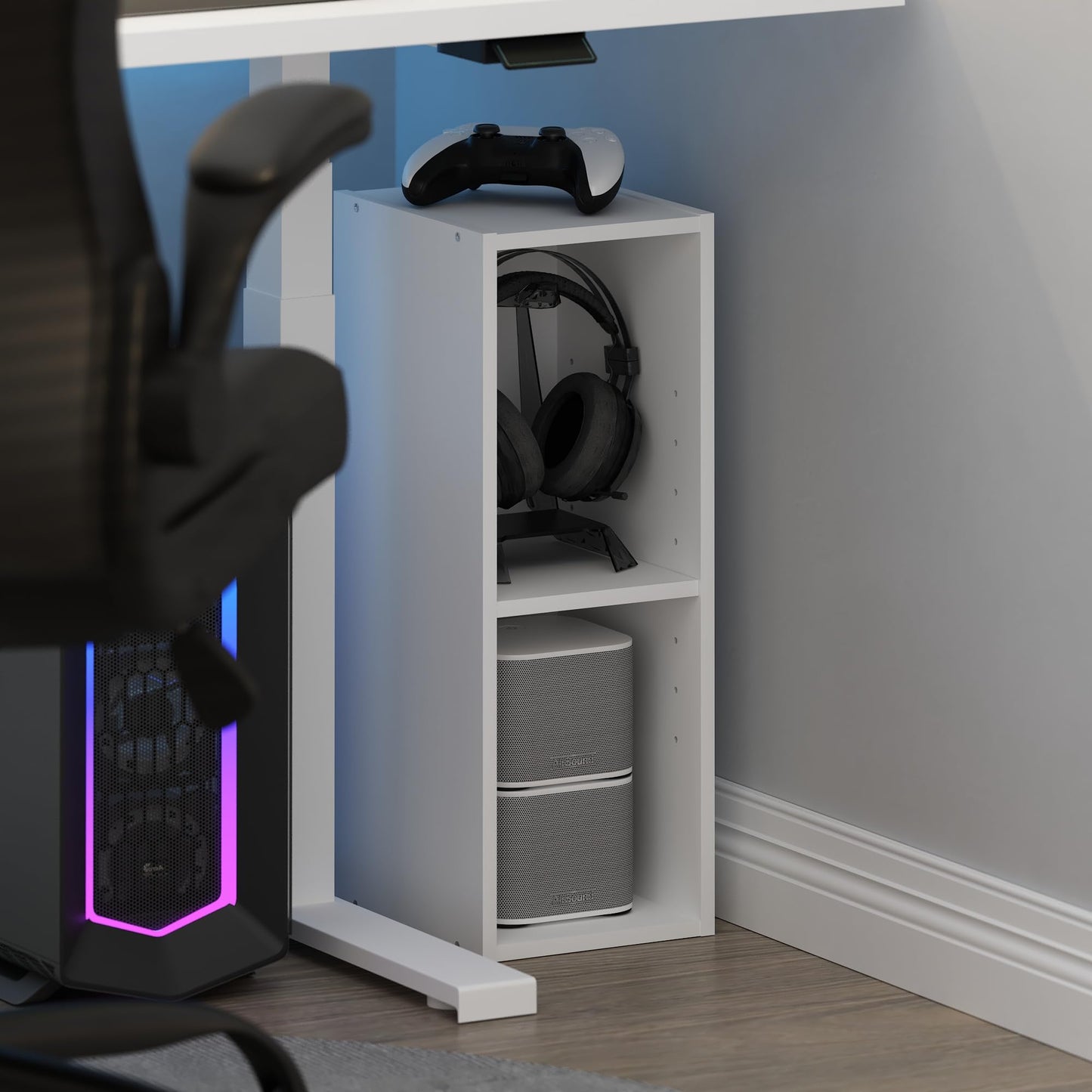 Furinno Fulda 2-Tier Space Saving Storage Shelf Bookcase, 8-Inch Width, White