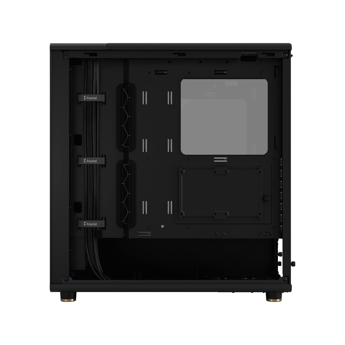 Fractal Design North Charcoal Black Tempered Glass Dark - Wood Walnut front - Glass side panel - Two 140mm Aspect PWM fans included - Type C USB - ATX Airflow Mid Tower PC Gaming Case