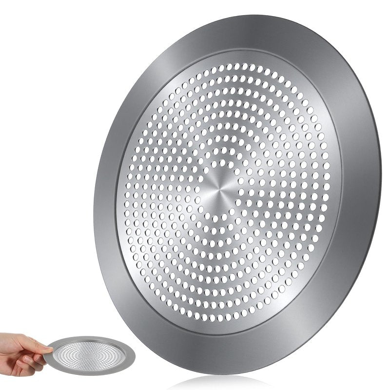 Shower Drain Hair Catcher, 5.7in Stainless Steel Bathtub Hair Catcher Drain Cover Bathroom Tub Sink Protector Flat Shower Drains Cover with Silicone Rim