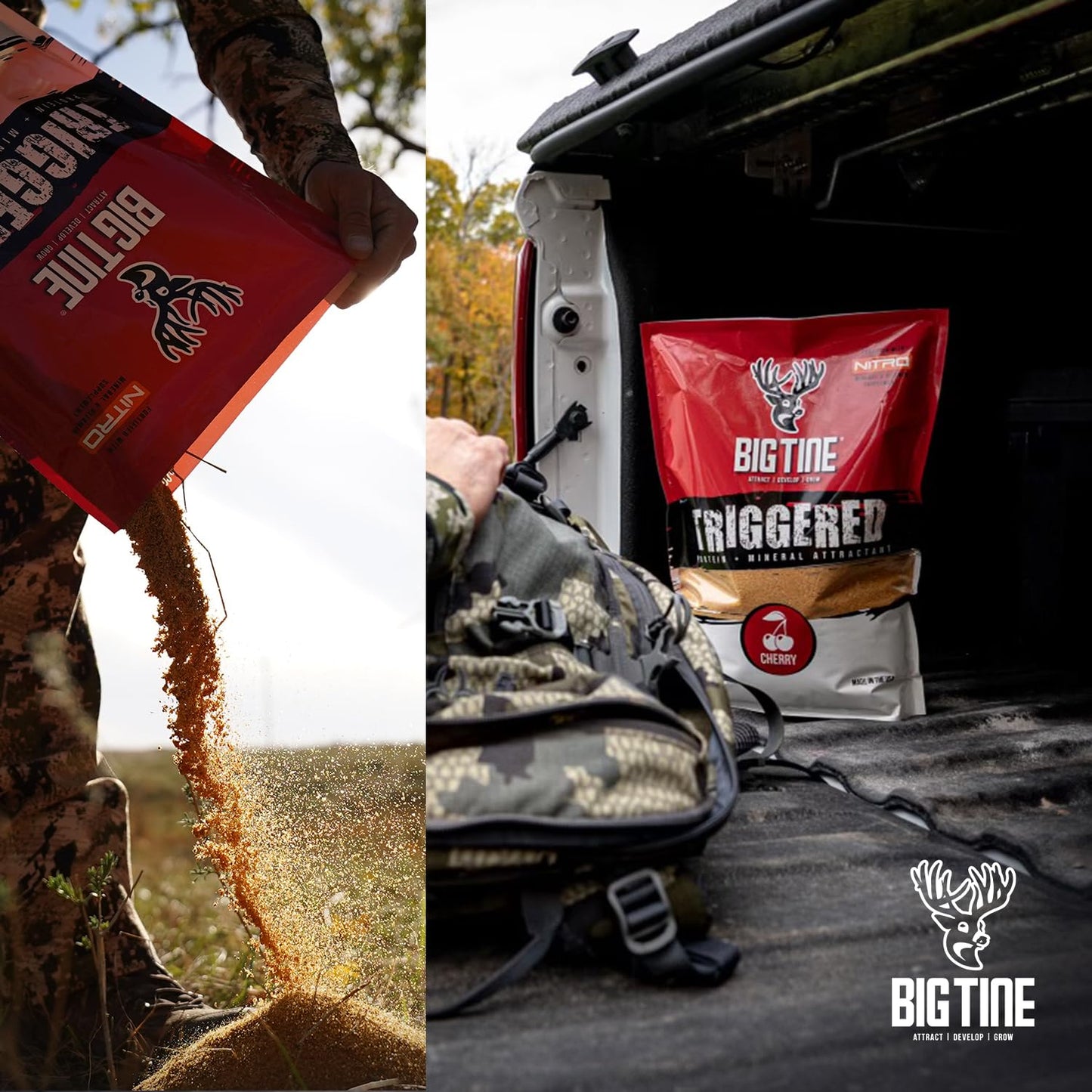 Big Tine Triggered Protein and Mineral Deer Attractant, Cherry Flavor, 5 lbs Bag, Great Addition to Wildlife Feed, Long Lasting Scent, Packed with Vitamins and Minerals