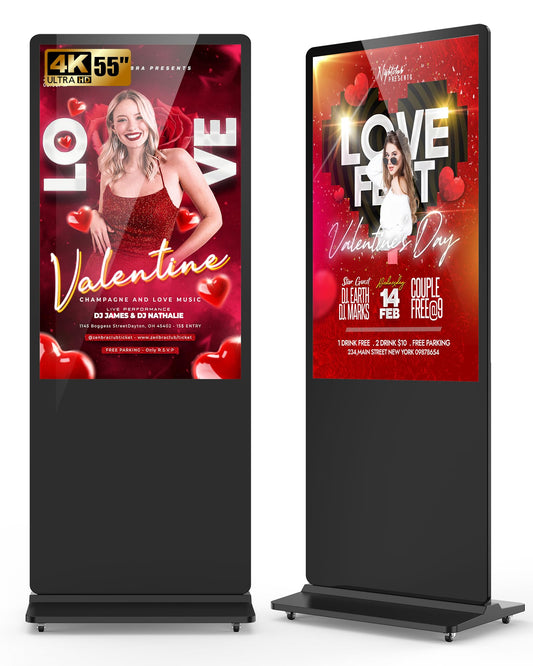 SIOXCFZ 55 inch Digital Signage Display, 4K 2160P LCD Screen Indoor Floor Standing Digital Kiosk, Auto Media Player Advertising Display Poster with Android OS Remote Control, HDMI/WiFi/USB