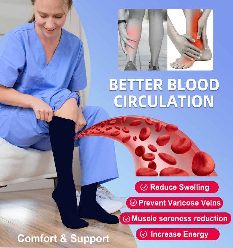 BLONGW Compression Socks for Women & Men Circulation (4 Pairs) 15-20 mmHg is Best Support for Nurses Running Hiking Travel,Large-X-Large