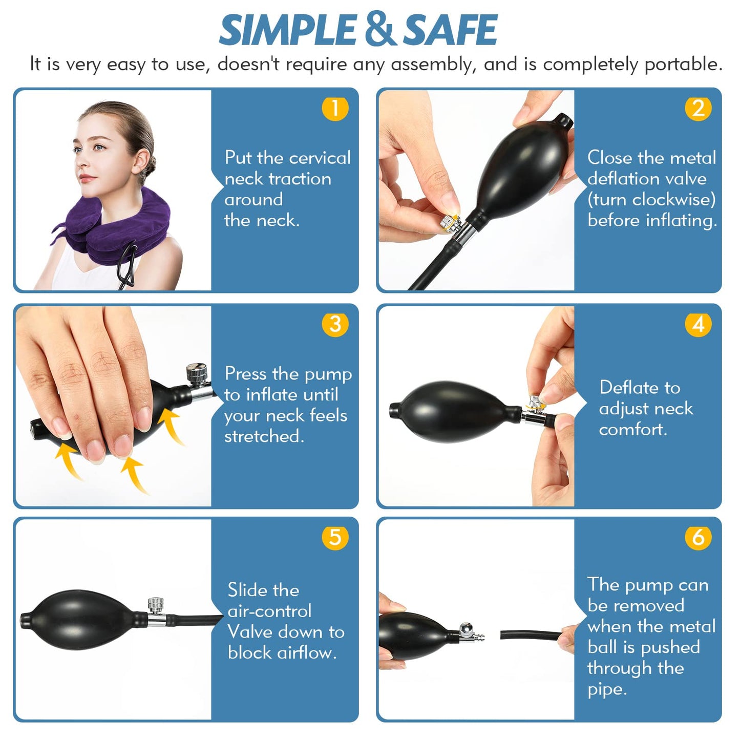 Jaximy Neck Stretcher, Neck Traction Device, Cervical Traction Device, Neck Pain Relief, Adjustable Inflatable Neck Brace & Neck Stretcher Cervical Traction, Neck Decompression Home Use (Purple)