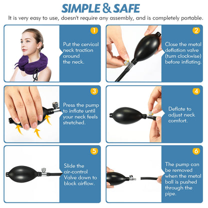 Jaximy Neck Stretcher, Neck Traction Device, Cervical Traction Device, Neck Pain Relief, Adjustable Inflatable Neck Brace & Neck Stretcher Cervical Traction, Neck Decompression Home Use (Purple)