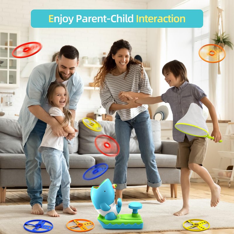 WATUDOU 12 PCS Flying Disc Launcher Outdoor Indoor Game Toys Gifts for 3 4 5 6 7 Year Old Boys Kids, Outdoor Outside Game Toys for Boys Girls Ages 3-5 4-8, Ideal 3 4 5 6 Year Old Birthday Gifts