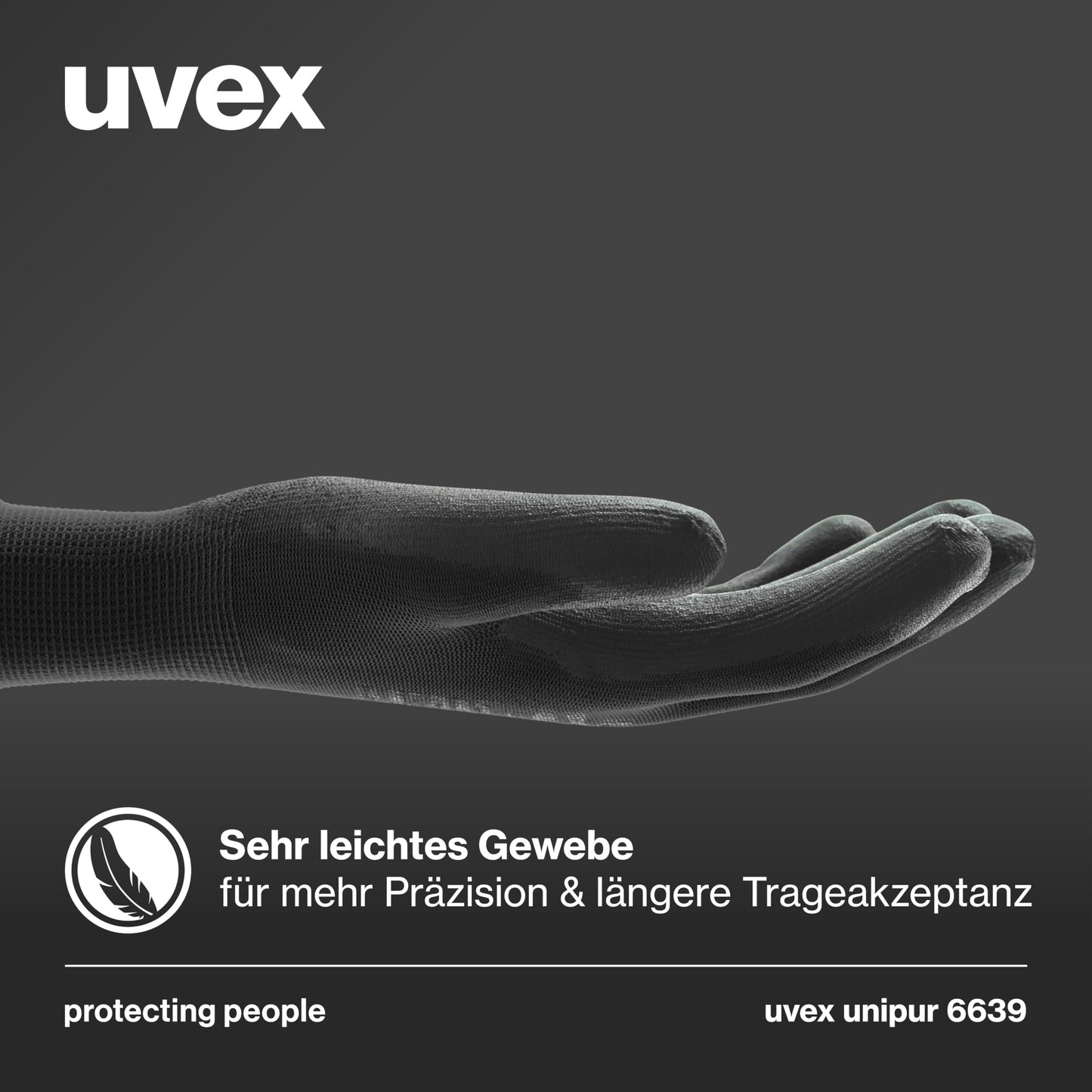 10 pairs of Uvex Unipur 6639 protective work gloves with PU coating against mechanical risks, EN 388