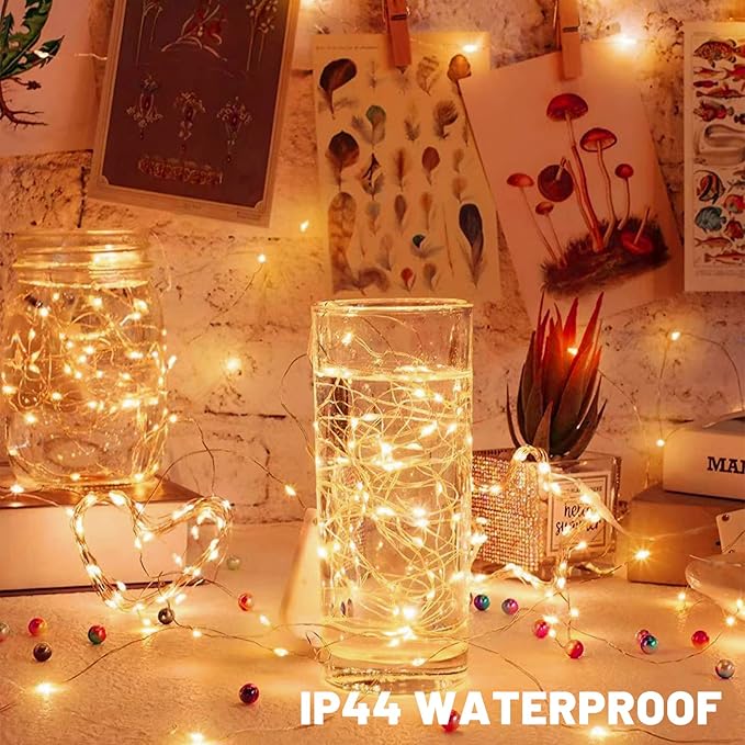 24 Pack LED Fairy Lights Battery Operated 7Ft 20Led Warm White Mini String Lights Waterproof Christmas Lights for Mason Jars Bedroom DIY Party Wedding Multi-Colored