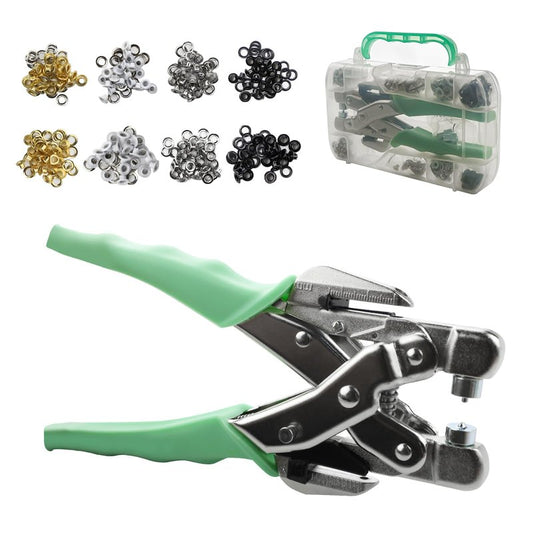 3/16 & 1/8 Grommet Tool Kit and Eyelet Hole Punch Plier, Grommet Eyelet Pliers Tool Set with 160 Pcs Metal Grommets Eyelets and Case for Leather Bags Clothes Belt Cards and Crafts