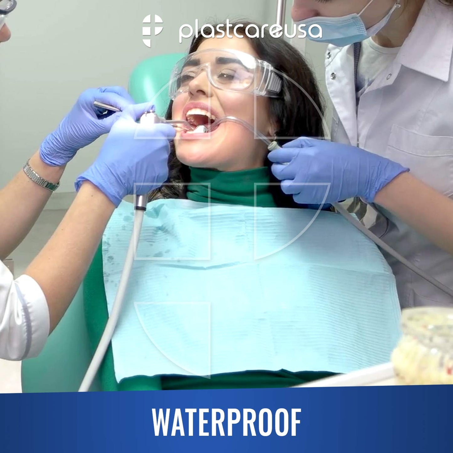 Disposable Dental Bibs 13"x18" (125 Pack) - 3 Ply Waterproof Tattoo Bib Sheet for Patients - Dentist or Medical Tray Cover and Nail Table Cover Supplies, Blue