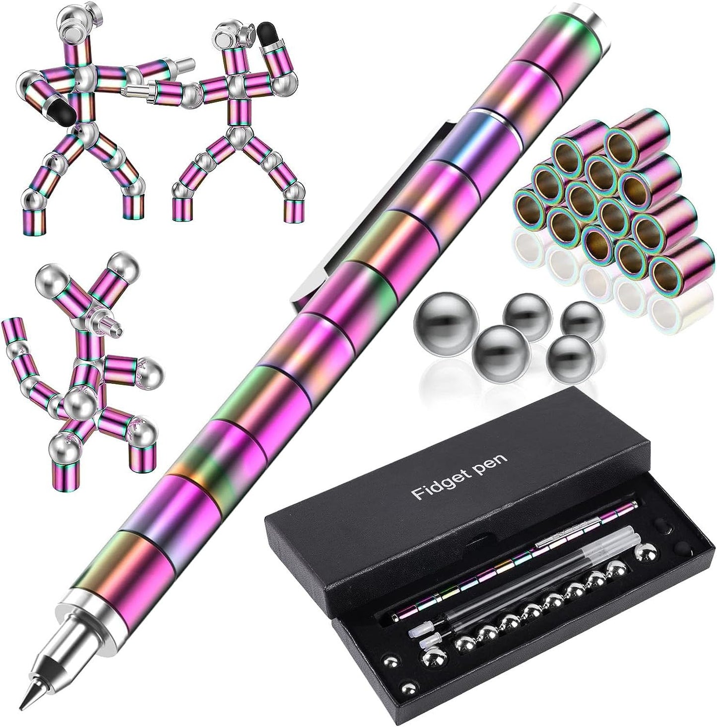 Fidget Pen Magnetic Pen - Gift for Teenager Boys Girls 8 9 10 11 12 13 14 Years Old - Anxiety Relief Toy Birthday Gifts Cool Gadgets Fidget Toy for Dad Son Men Women (Multicolor)