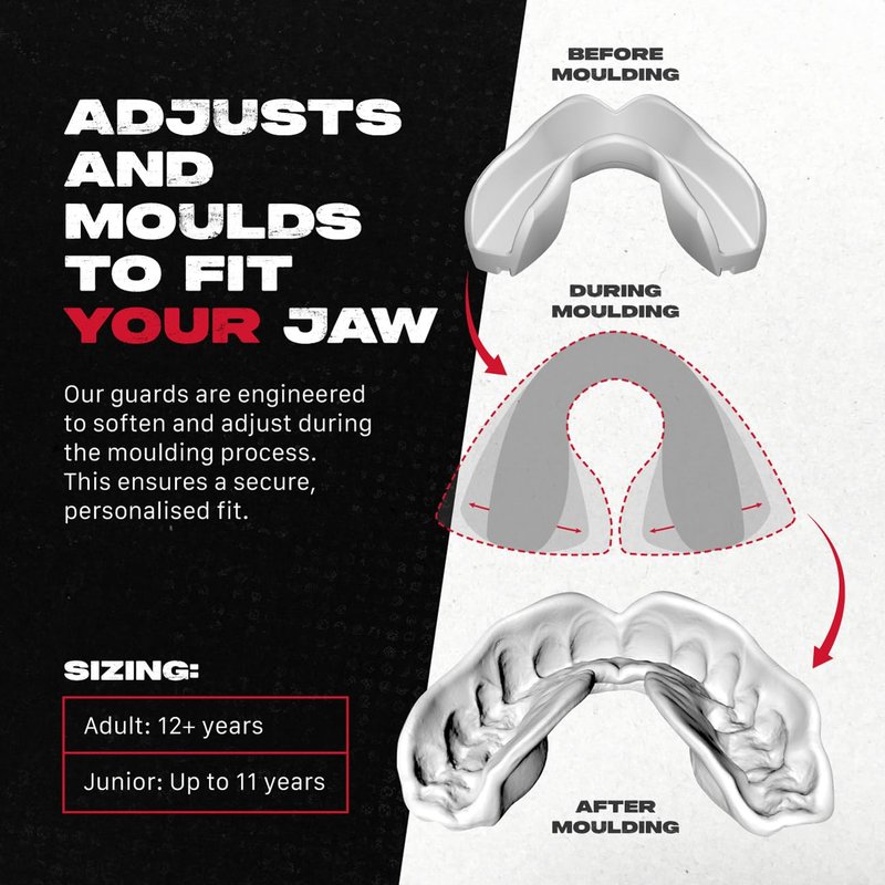 SAFEJAWZ Mouth Guard, Dual Layer Mouthguard for Adults with Case, Easy Fit Remoldable Mouthpiece for Football, Boxing, Lacrosse, MMA, Basketball & All Contact Sports (Adult 12+ Years, Shark Blue)