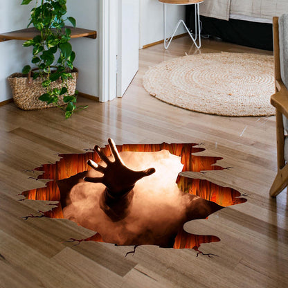 Scary Halloween Floor Decals 3D Ghost Hand Scratching Floor Wall Srtickers for Living Room, Spooky Indoor Art Decals Halloween Decorations for Bar Pub Bedroom