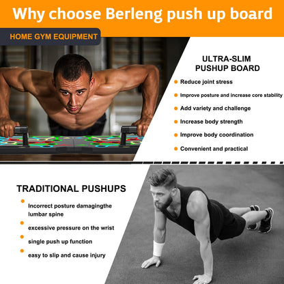 AERLANG Solid Push Up Board, Portable 30 in 2 Workout Set for Push Up, Multi-functional Pushup Handles for Strength Training, Fat Burning Push Up Bar for Home Gym, Perfect Chest Workout Equipment for Men & Women