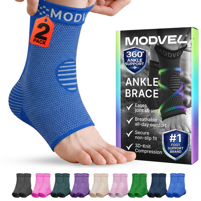 Modvel Foot & Ankle Brace Socks for Sprained Ankle Compression Sleeve - Foot Support for Women & Men - Tendonitis & Arthritis Ankle Brace Sports Running, Torn Ligaments & Women Stabilizing Ankle Wrap