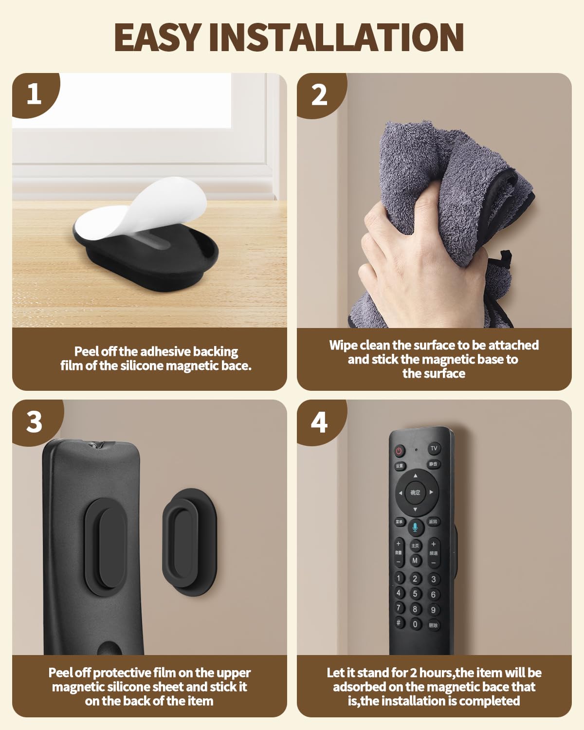 AMAZYC-US 6 Pack Magnetic Remote Control Holder – Upgraded Silicone Magnetic Wall Mount for TV, Fan & Air Conditioner Remotes – Self-Adhesive, No-Drill Remote Control Holder Wall Mount