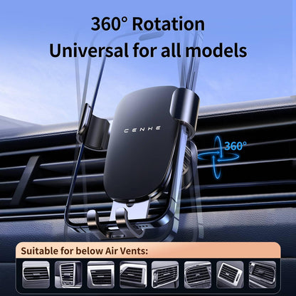 Generic Metal Hook Car Phone Holder Mount, Super Stable Air Vent Cell Phone 360 Rotation Car Mount, Fit for All Smartphones (Black)