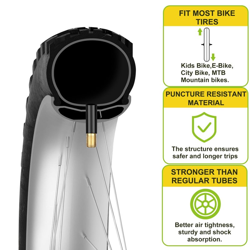 16 Inch Bike Tube 4 Pack with 2 Tire Levers, Premium Bike Tire Tube Fit 16''x 1.75/1.95/2.10/2.125, Schrader Valve Bicycle Tubes for Most 16'' Kids Bikes by Hydencamm