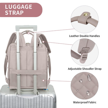 EMPSIGN Laptop Backpack Women 17 Inch, Large Laptop Rucksack Wide Open, College School Backpack with USB Charging Port, Water Repellent Travel Business Work Bag Computer Bookbag for Men, Dusty Pink