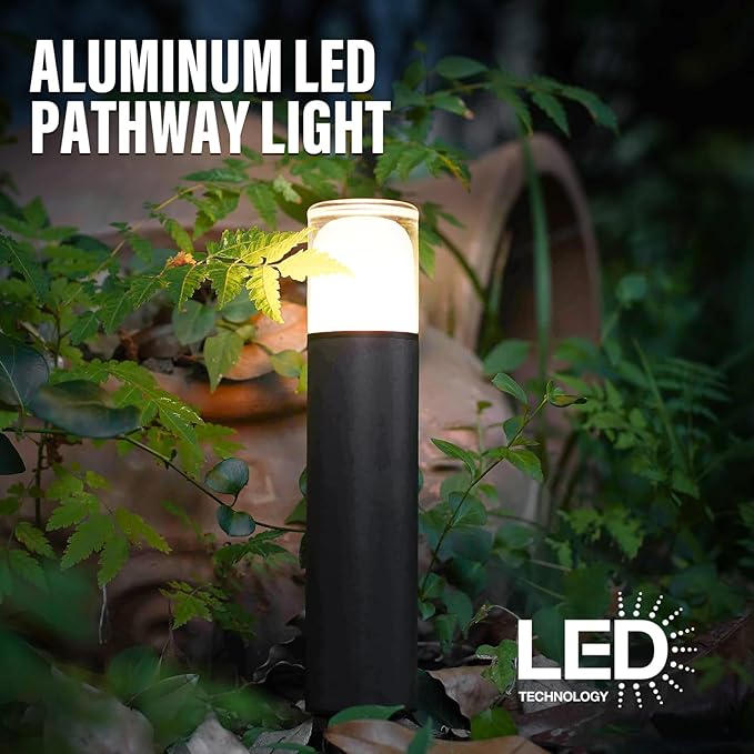 GOODSMANN Low Voltage Bollard Light 2 Watt LED Landscape Lighting 2700K Warm White Weatherproof Pathway Lights Bronze Outdoor Walkway & Sideway & Driveway Round Path Light with Cable Connector