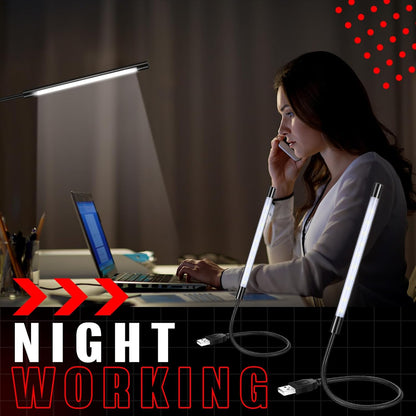 2 Pieces USB LED Light for Laptop Keyboard Gooseneck Light Computer Lamp Flexible Stick Dimmable LED Lamp Touch Switch for Reading Book(Black)