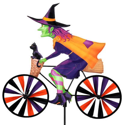 Bike Spinner Witch 20" – Spooky Halloween Design, Weather-Resistant Outdoor Decor, Durable & Lightweight for Patios, Yards, and Gardens - Eye-Catching Wind Spinner with Rotating Wheels